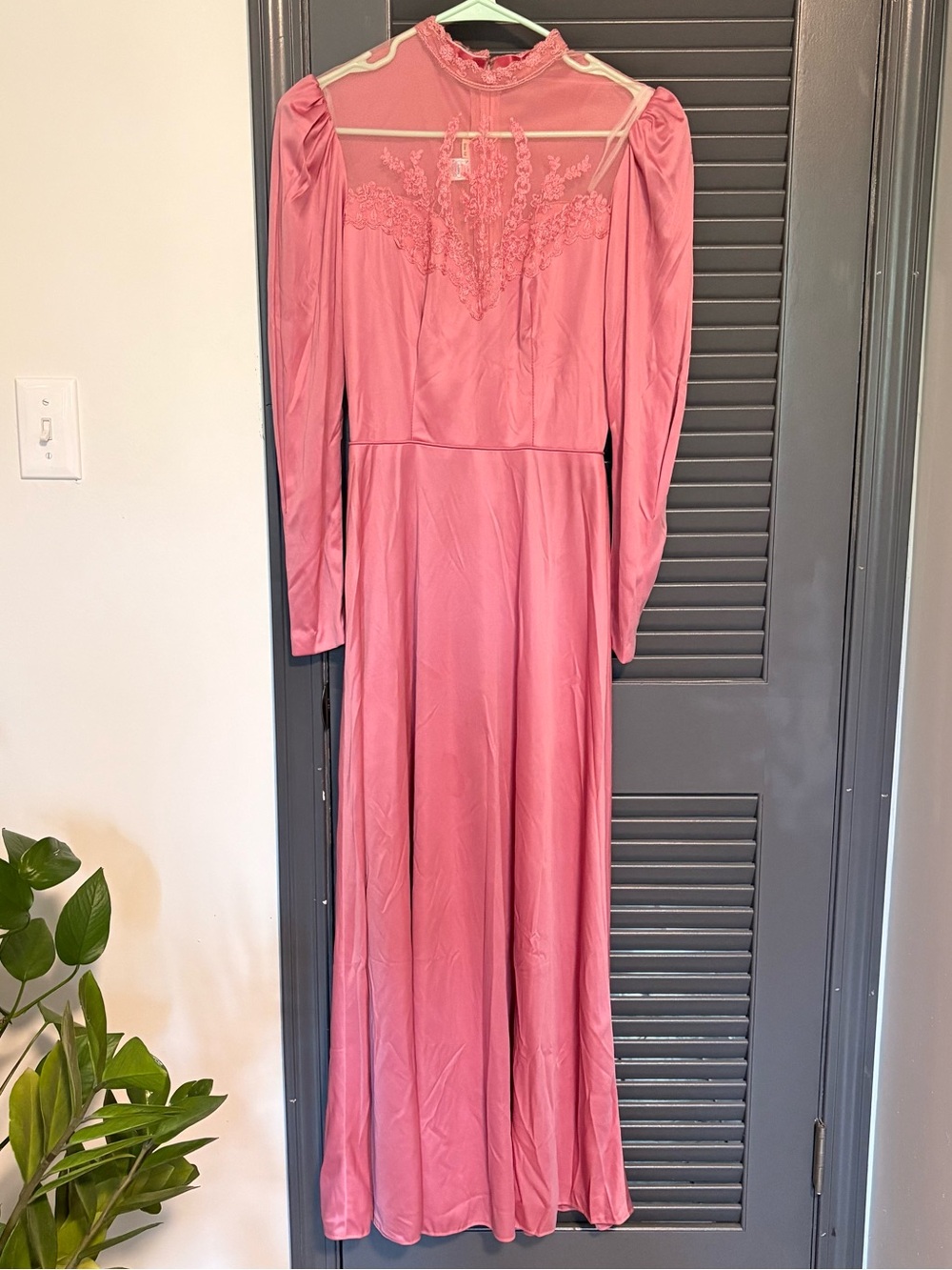 Vintage 70’s Pink Lace Prom Maxi Dress